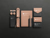 Free Dark Stationery Set With Kraft Paper Mockup Psd
