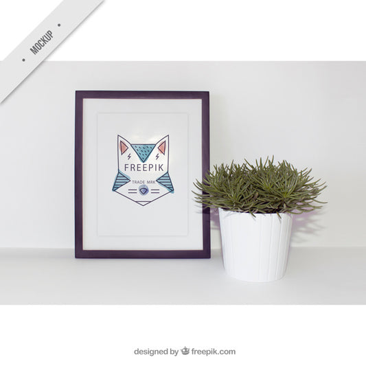 Free Decorative Frame Picture With A Flowerpot Psd