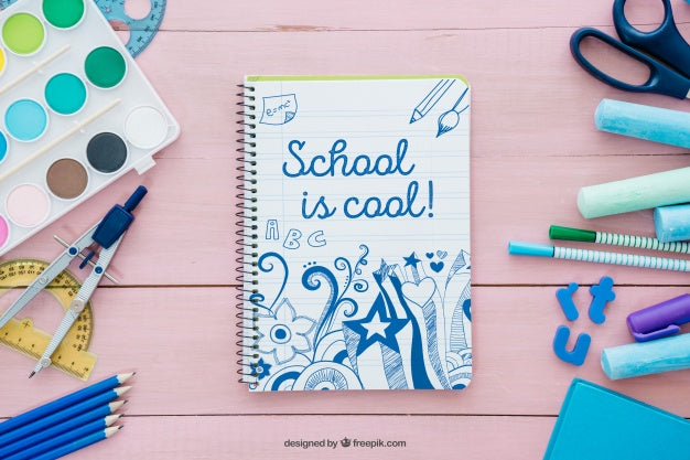 Free Decorative Pink Back To School Composition With Notebook Psd