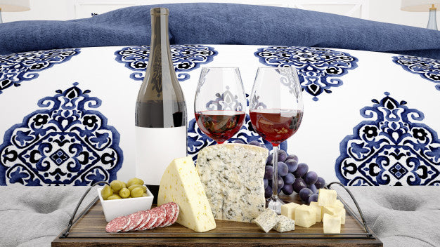 Free Delicious Cheese Assortment With Red Wine Mockup Psd