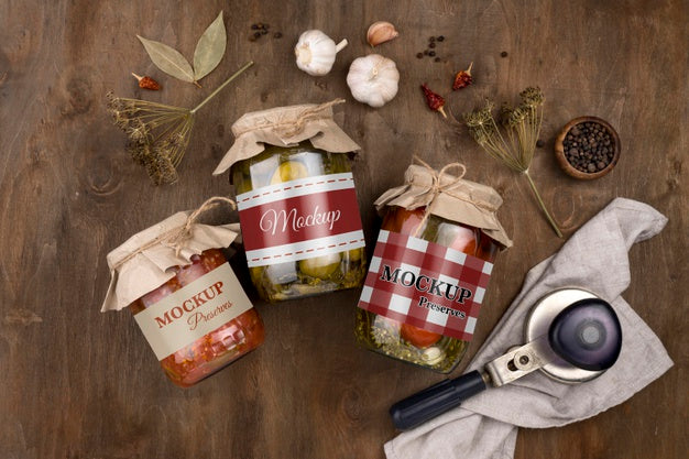 Free Delicious Homemade Preserves Concept Mock-Up Psd