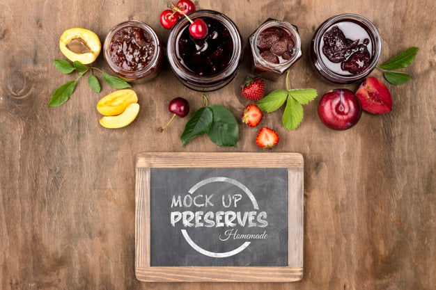 Free Delicious Homemade Preserves Concept Mock-Up Psd
