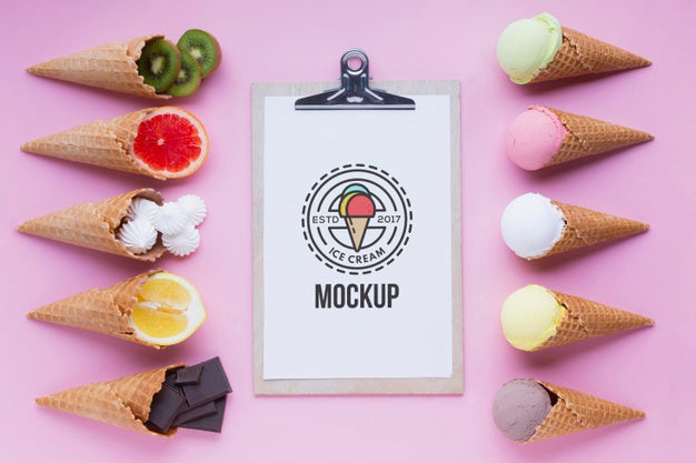 Free Delicious Ice Cream Concept Mock-Up Psd