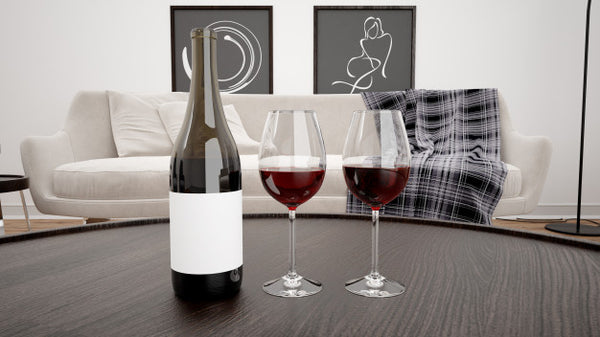 Free Delicious Red Wine In A Modern Living Room Mockup Psd