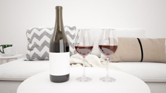 Free Delicious Red Wine In A Modern Living Room Mockup Psd