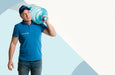 Free Delivery Man Holding A Water Bottle Psd