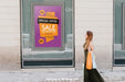 Free Design Of Mock Up With Sales Poster And Woman In The Street Psd