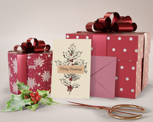 Free Different Sized Gifts And Card Prepared Psd