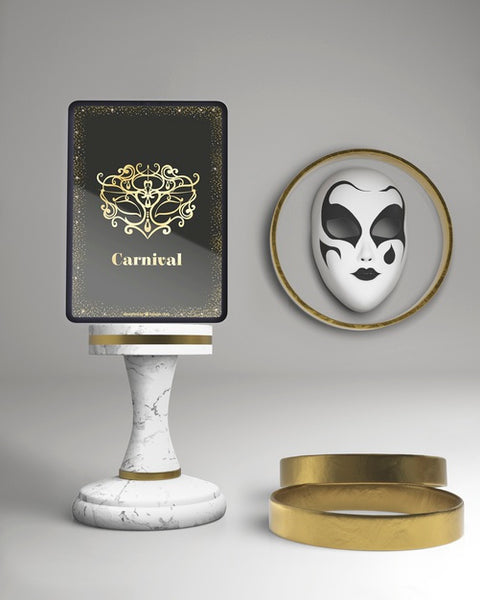 Free Digital Tablet Mock-Up With Masked Carnival Poster Event Psd