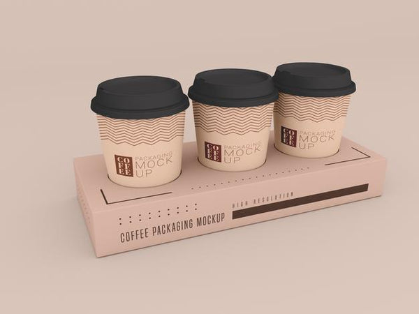 Free Disposable Coffee Cup With Box Mockup Psd