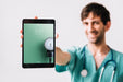 Free Doctor Showing Tablet Mockup Psd