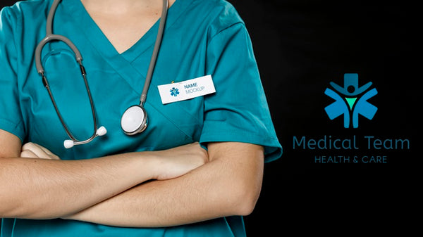 Free Doctor With Stethoscope And Labour Day Badge Psd