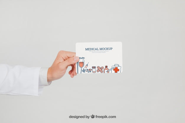 Free Doctor'S Hand With Mock Up Of Card Psd
