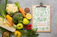 Free Doodle Menu And Veggies Top View Psd