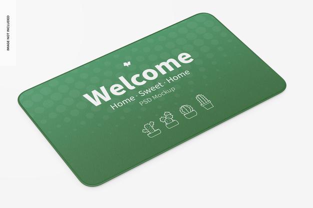 Free Door Mat Mockup, Perspective Psd