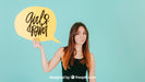 Free Doubtful Woman With Speech Bubble Mockup Psd