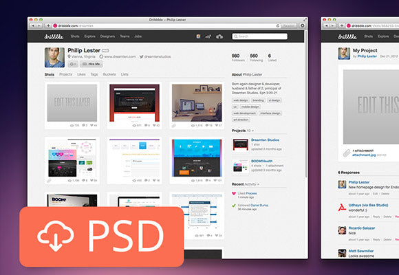 Free Dribbble Psd Mockup