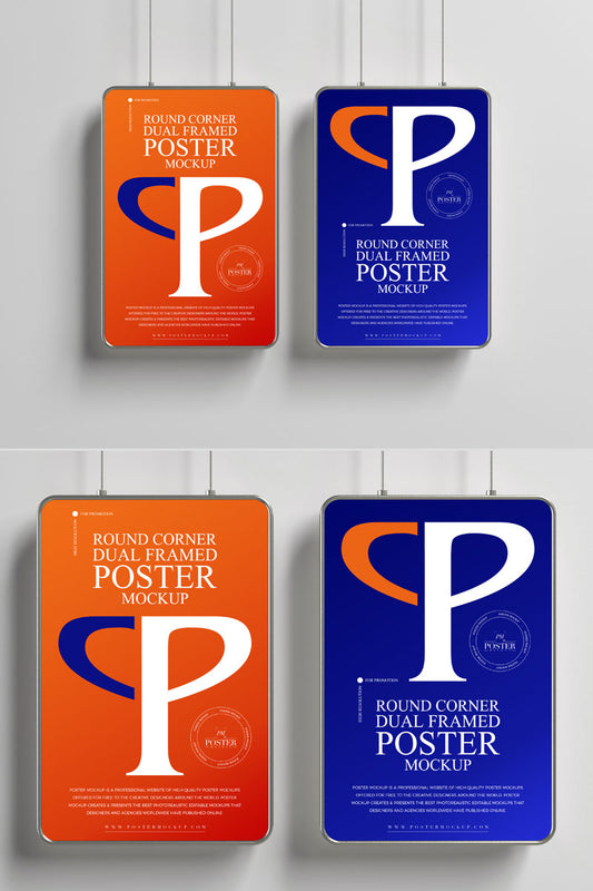 Free Dual Frame Hanging Poster Mockup