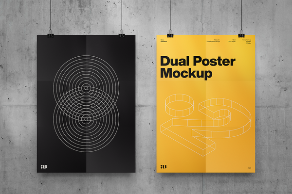 Free Dual Poster Mockup Bie