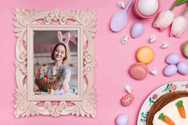 Free Easter Frame Photo And Eggs Psd