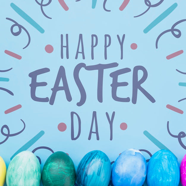 Free Easter Mockup With Colorful Egg Line Psd