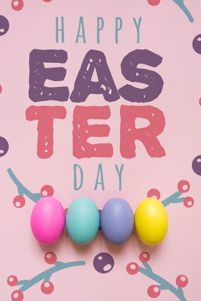 Free Easter Mockup With Colorful Eggs Psd