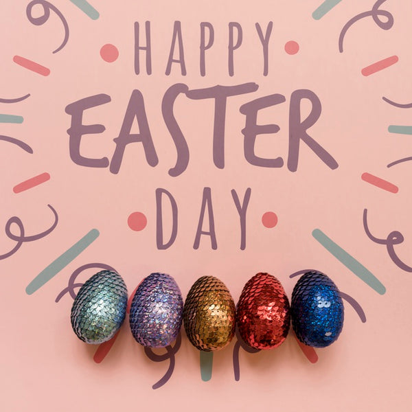 Free Easter Mockup With Colorful Glitter Eggs Psd