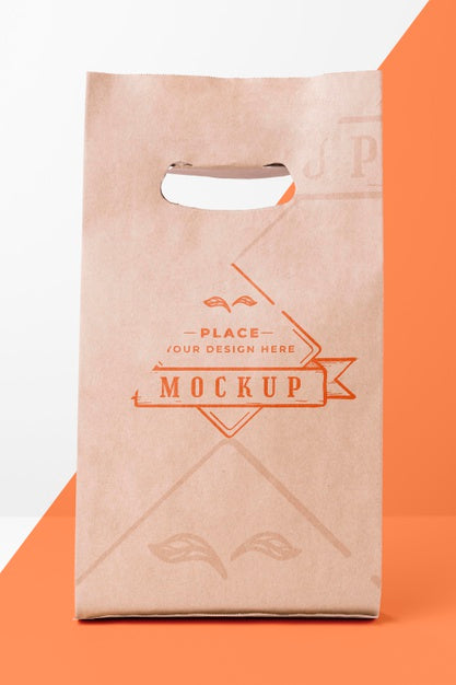 Free Eco Friendly Paper Bag Mock-Up On Bicolor Background Psd