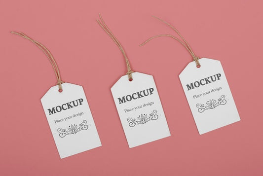 Free Eco Tags On Pink Background Above View Psd