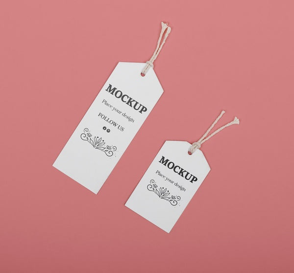 Free Eco Tags On Pink Background Flat Lay Psd