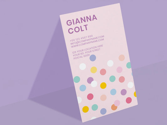 Free Editable Business Card Mockup Psd In Pastel Polka Dot Pattern