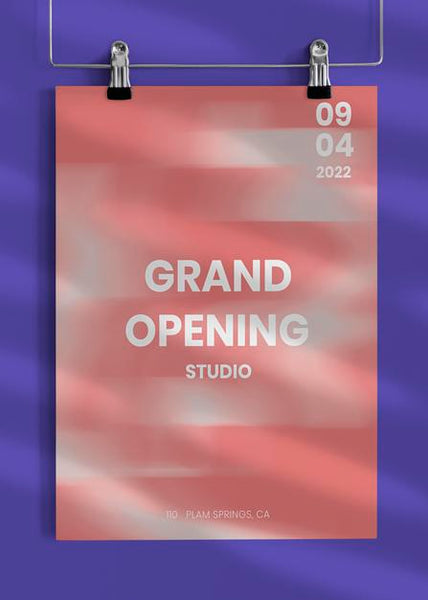 Free Editable Clipped Poster Mockup For Grand Opening Ad Psd