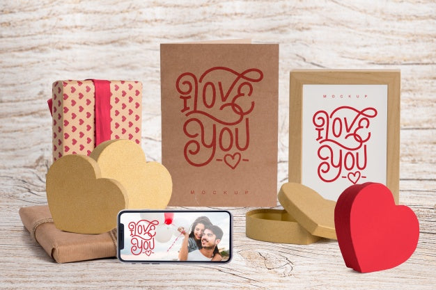 Free Editable Mockup Of Valentine Elements Psd