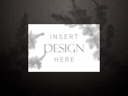 Free Editable Mockup With Blank Card On Black Glitter Style Texture With Shadow Overlay Psd