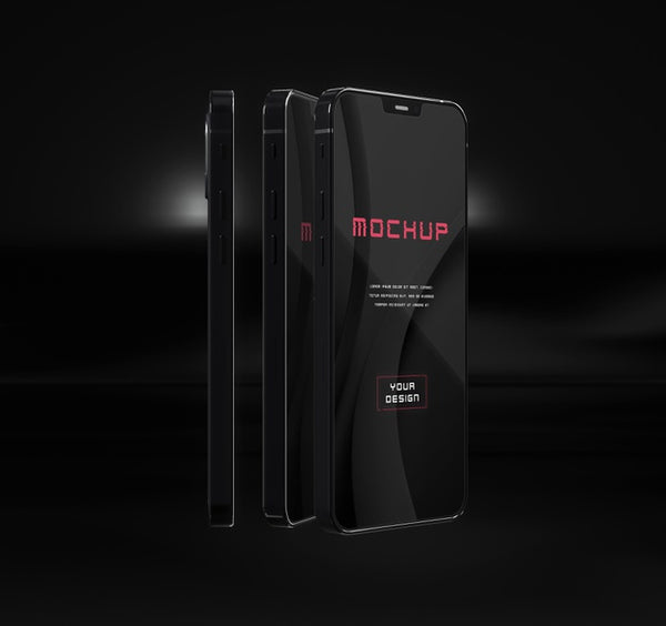 Free Elegant Glossy Dark Smartphone Mock-Up Design Psd