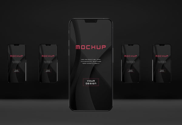 Free Elegant Glossy Dark Smartphone Mock-Up Design Psd