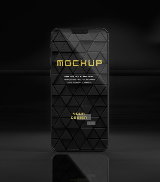 Free Elegant Glossy Dark Smartphone Mock-Up Design Psd