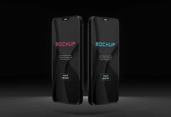 Free Elegant Glossy Dark Smartphone Mock-Up Design Psd