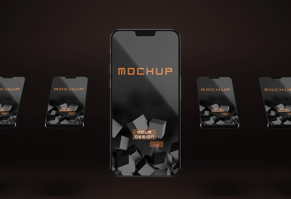 Free Elegant Glossy Dark Smartphone Mock-Up Design Psd