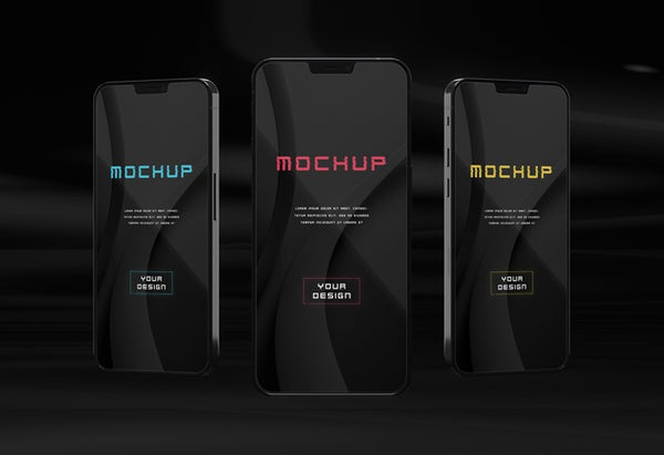 Free Elegant Glossy Dark Smartphone Mock-Up Design Psd