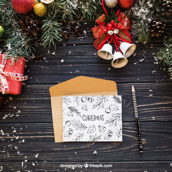 Free Elegant Letter Mockup With Christmas Design Psd