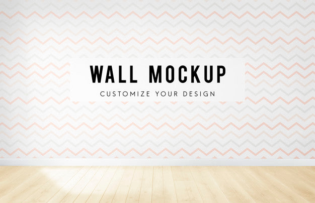 Free Empty Room With A Zig Zag Wallpaper Mockup Psd