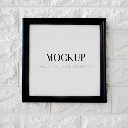 Free Empty Square Frame For Mock Up On A Brick Wall Psd