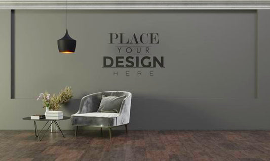 Free Empty Wall Interior Furniture 3D Psd Mockup Psd
