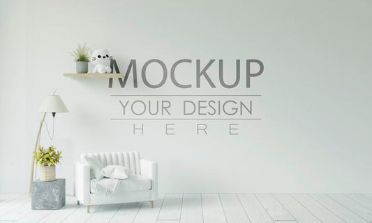 Free Empty Wall Interior Furniture 3D Psd Mockup Psd