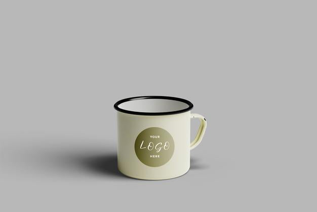 Free Enamel Mug Coffee Mockup Psd