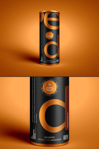Free Energy Drink Tin Can Mockup