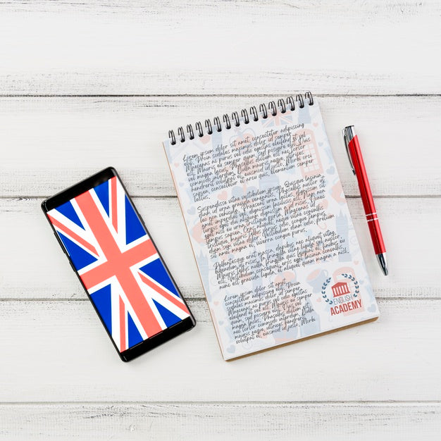 Free English Academy Notepad Mock-Up Psd