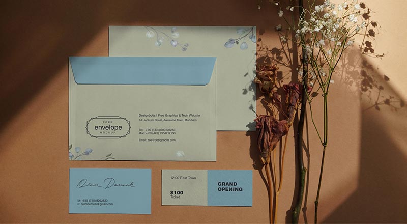 Free Envelope & Stationery Mockup Psd