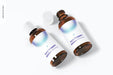 Free Euro Dropper Bottles With Orifice Reducers Mockup, Top View Psd